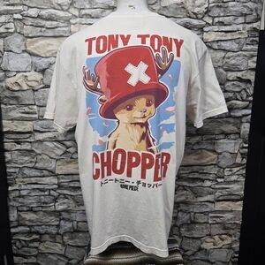 Comfort Colors Men Large One Piece Rare Tee - Cream with Red and Blue Design